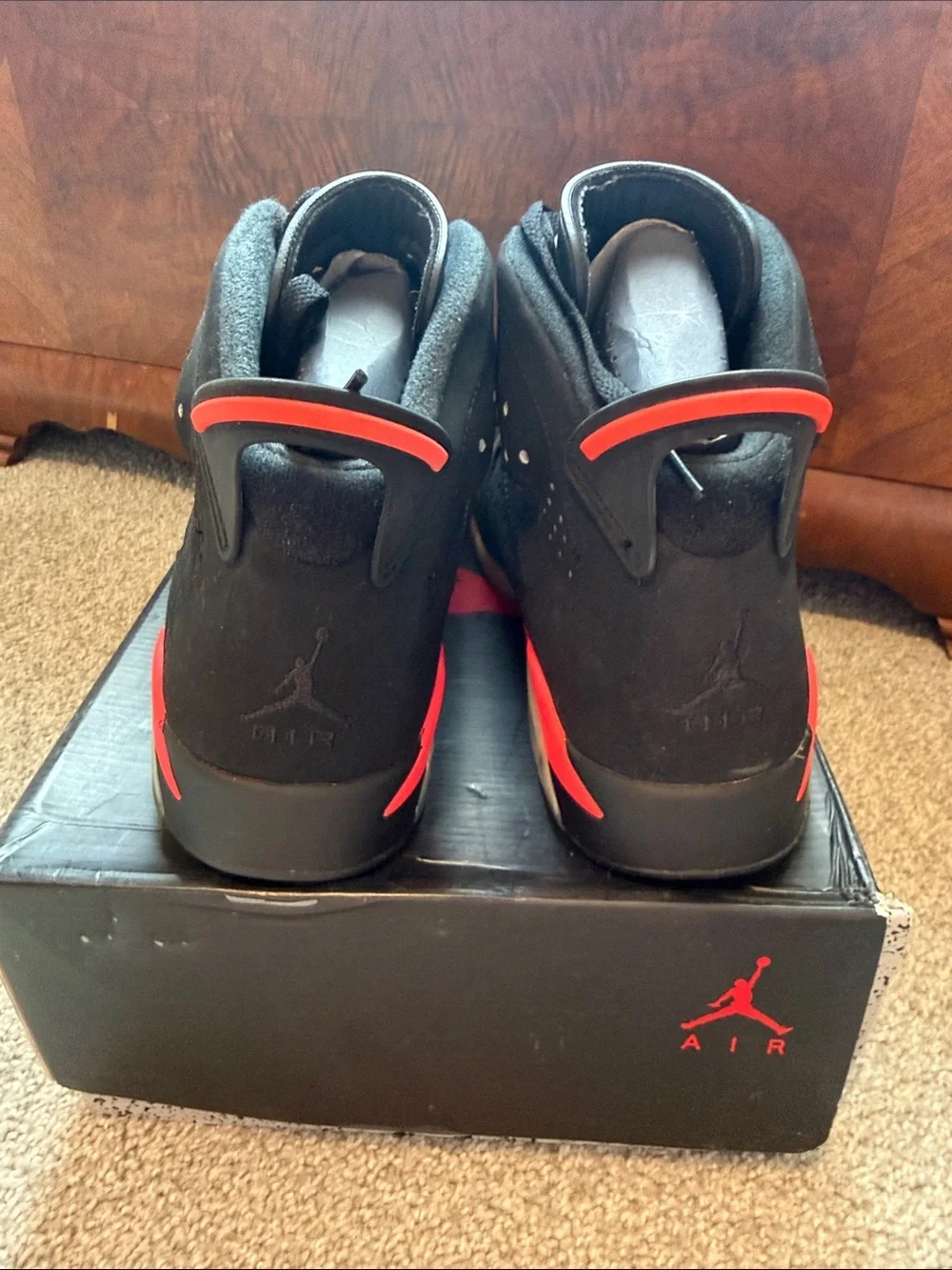 Air Jordan 6 Retro “Black Infared” Men’s Black with Red Accents Sneakers